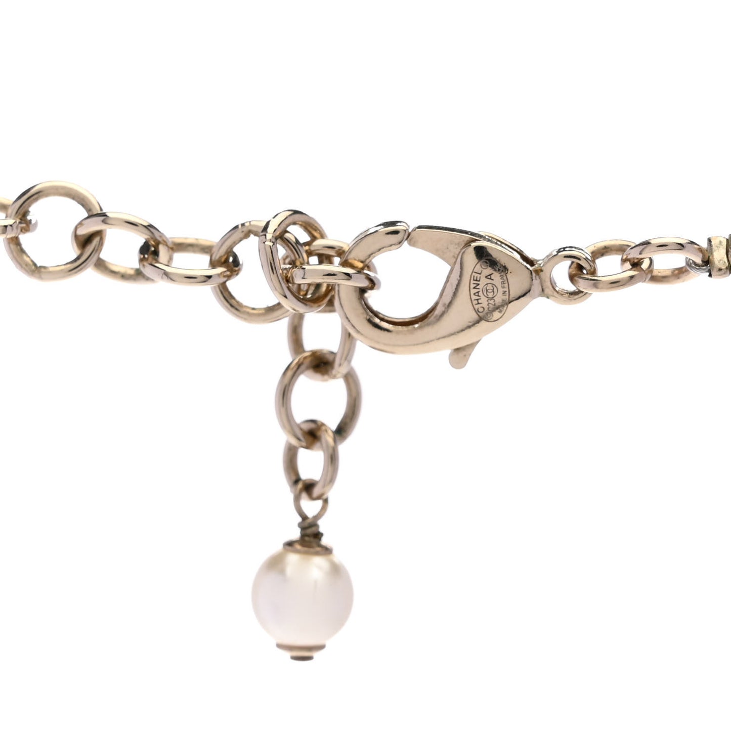 Metal Crystal Pearl CC Star Short Necklace Gold