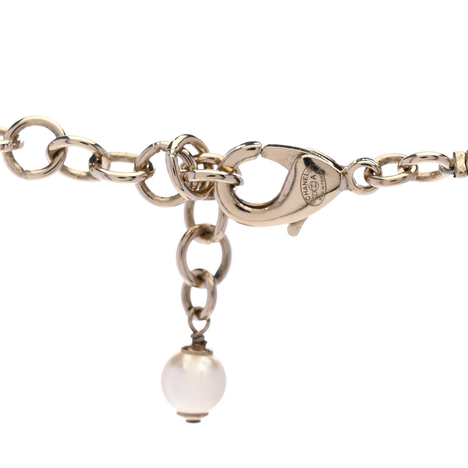 Chanel Metal Crystal Pearl CC Star Short Necklace Gold 6 of 6