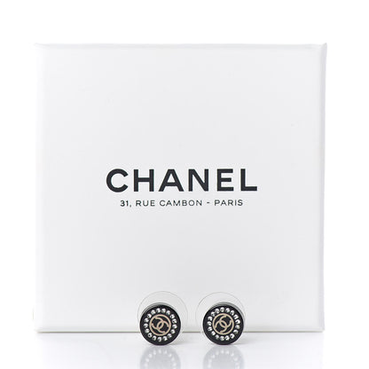 Chanel Resin Crystal CC Earrings Black 5 of 5