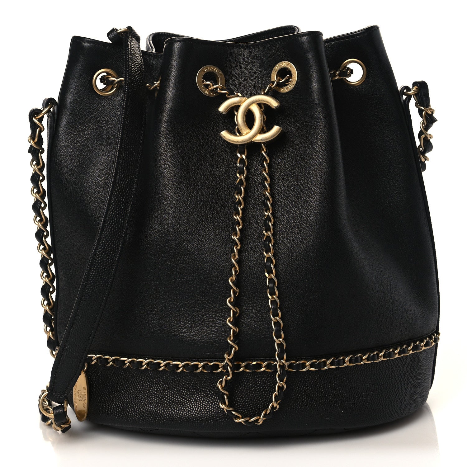 Chanel Lambskin Caviar Lovely Chains Drawstring Bag Black 1 of 9