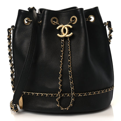 Chanel Lambskin Caviar Lovely Chains Drawstring Bag Black 1 of 9