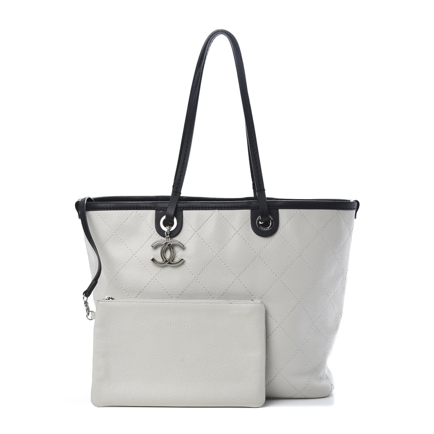 Grained Calfskin Shopping Fever Tote White