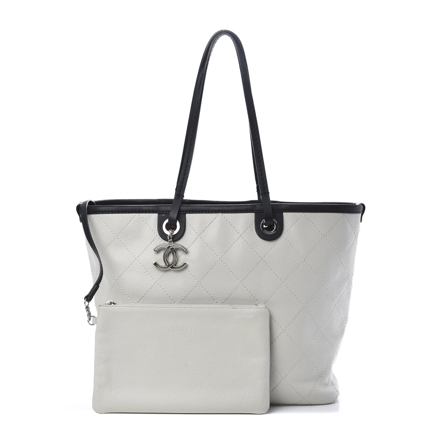 Chanel Grained Calfskin Shopping Fever Tote White 1 of 16