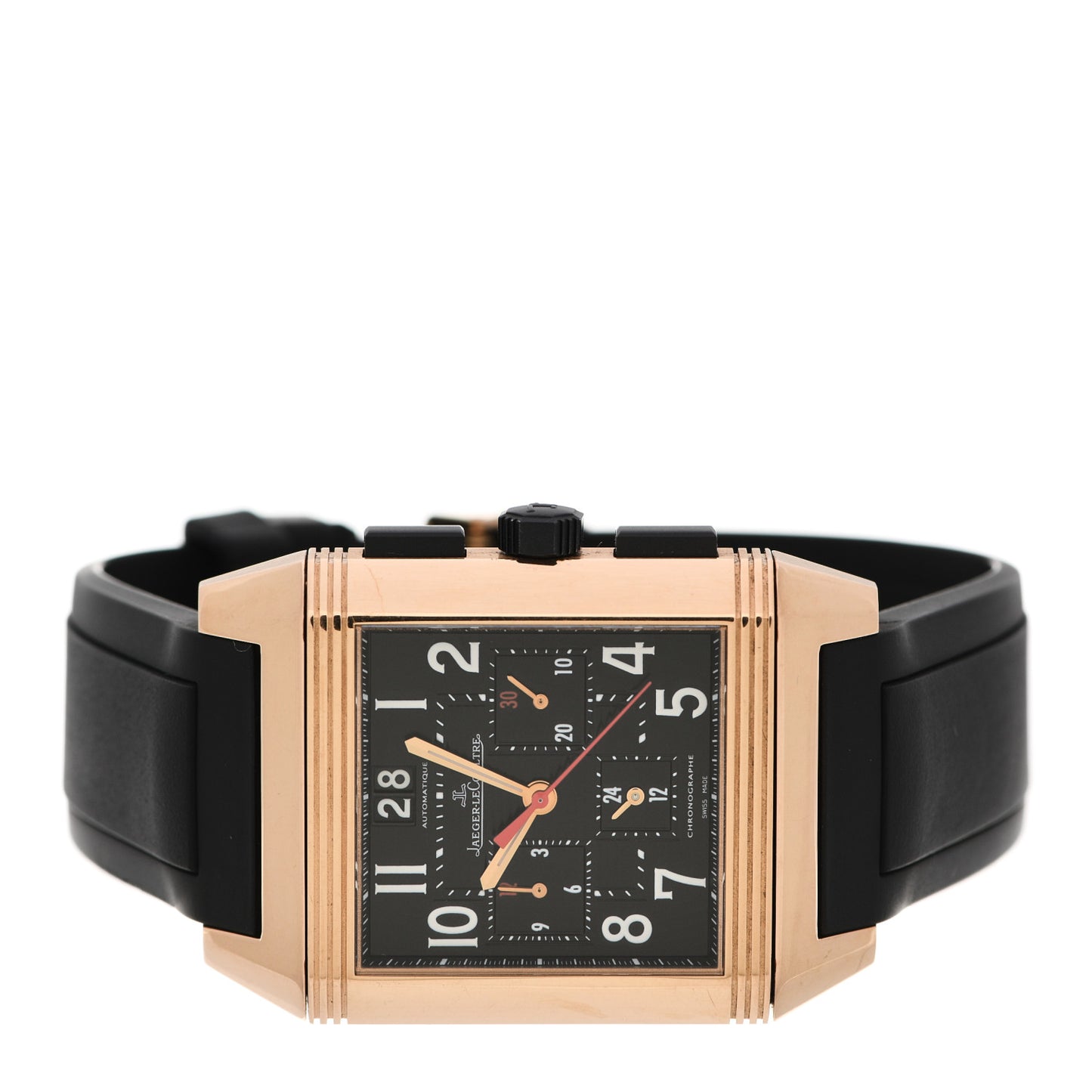 18K Rose Gold Rubber 35mm Squadra Chronograph Grande Date Automatic Watch Black Q7012672