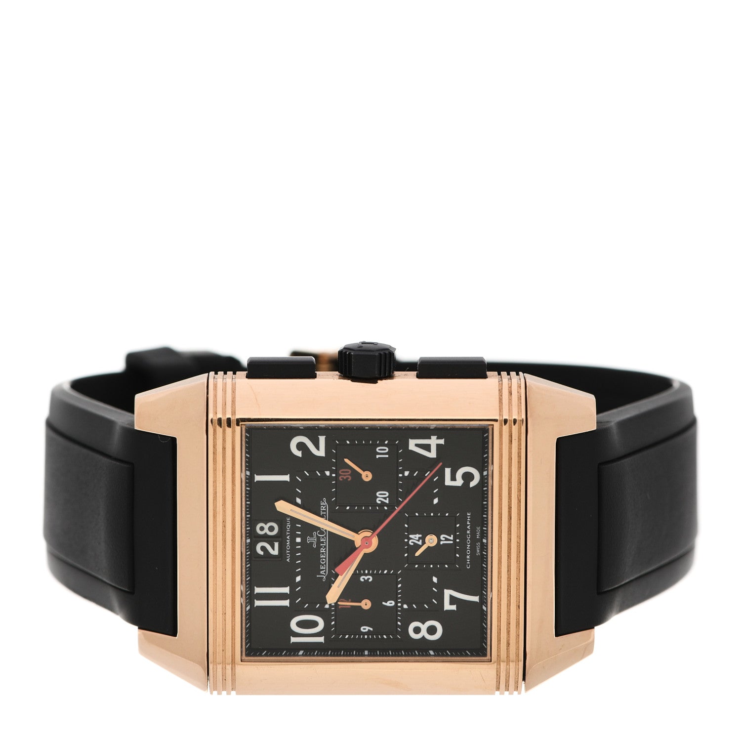 Jaeger-LeCoultre 18K Rose Gold Rubber 35mm Squadra Chronograph Grande Date Automatic Watch Black Q7012672 2 of 6