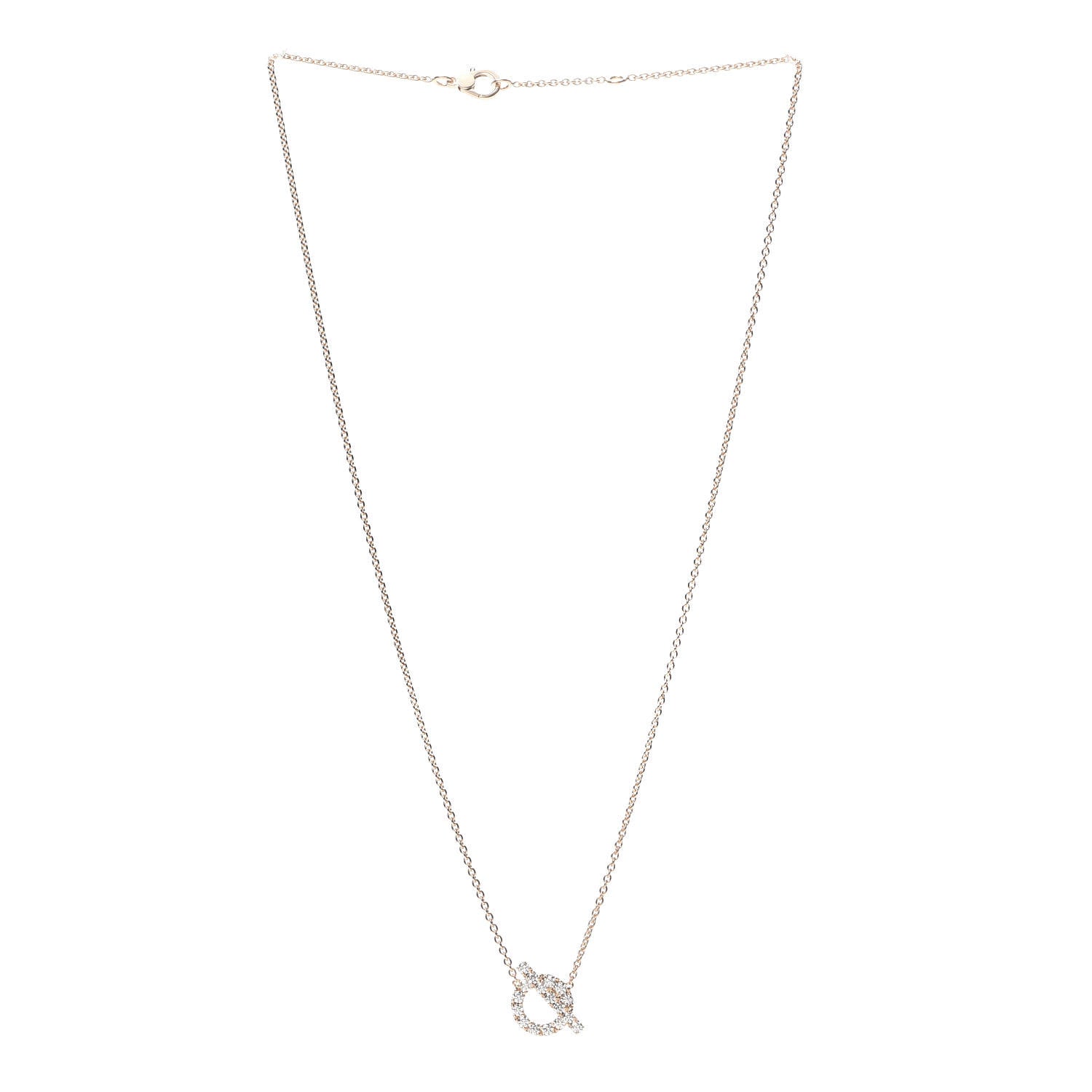 Hermes 18K Rose Gold Diamond Finesse Pendant Necklace 3 of 6