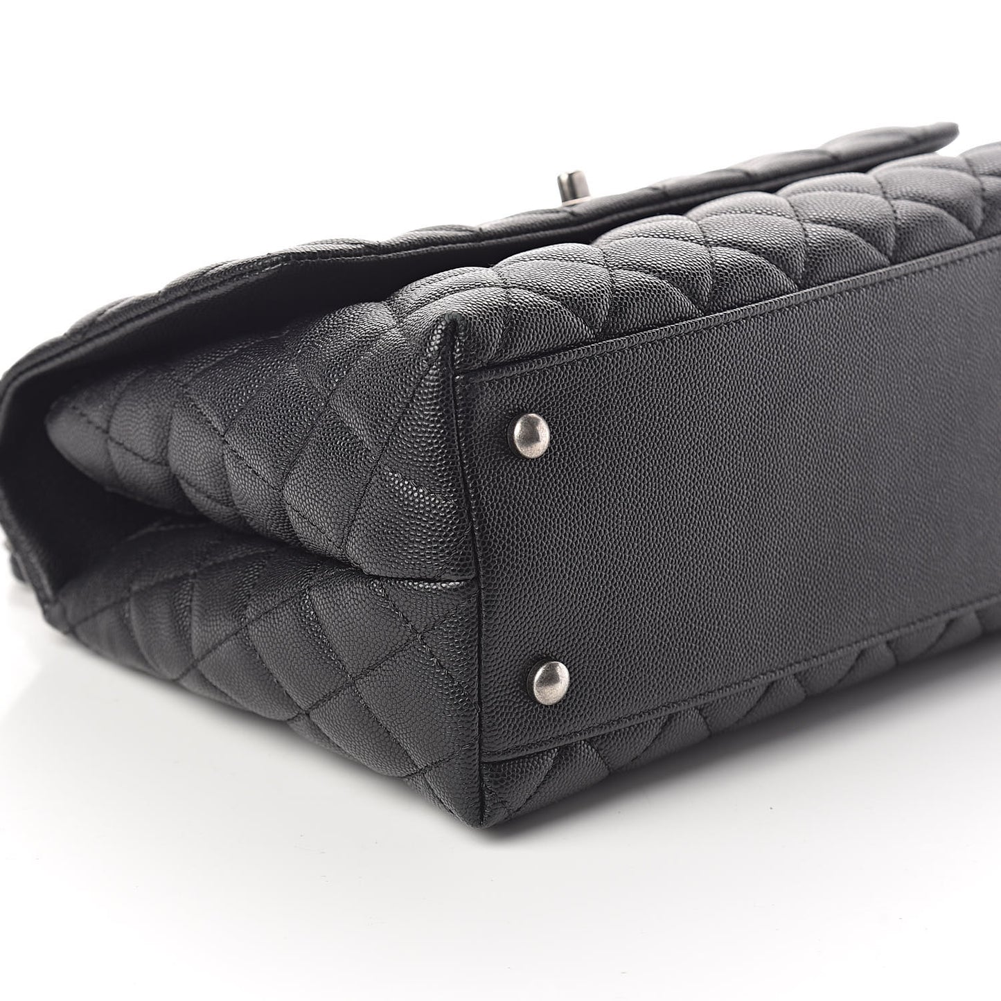 Caviar Lizard Quilted Small Coco Handle Flap Black
