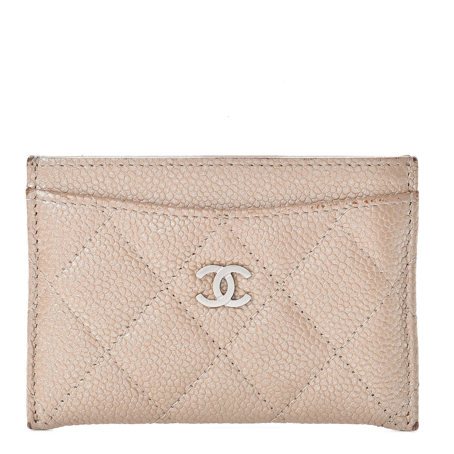 Chanel Iridescent Caviar Quilted Card Holder Beige 1 of 13