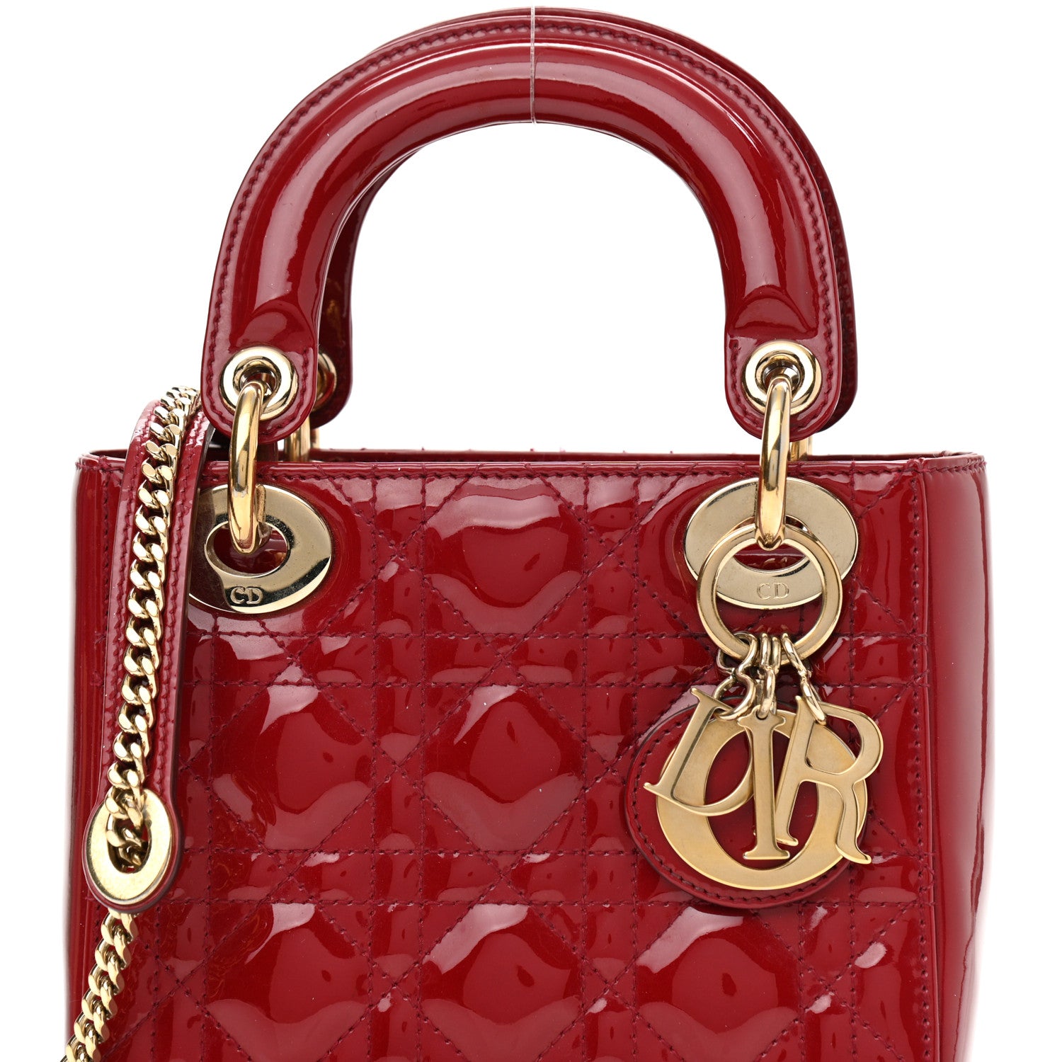 Christian Dior Patent Cannage Mini Lady Dior Red 7 of 9