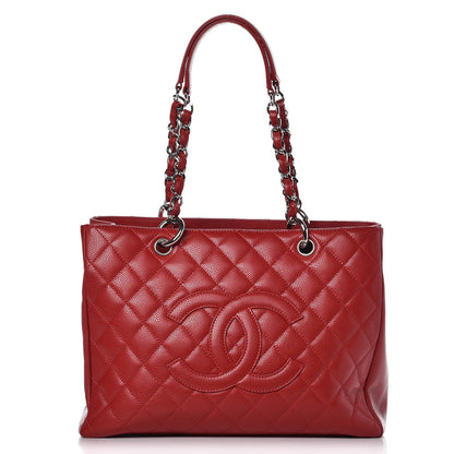 Chanel Caviar Quilted Grand Shopping Tote GST Red 1 of 11