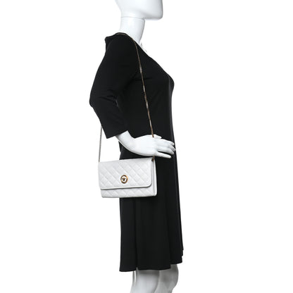 Versace Lambskin Quilted Medusa Wallet On Chain Crossbody White 2 of 8