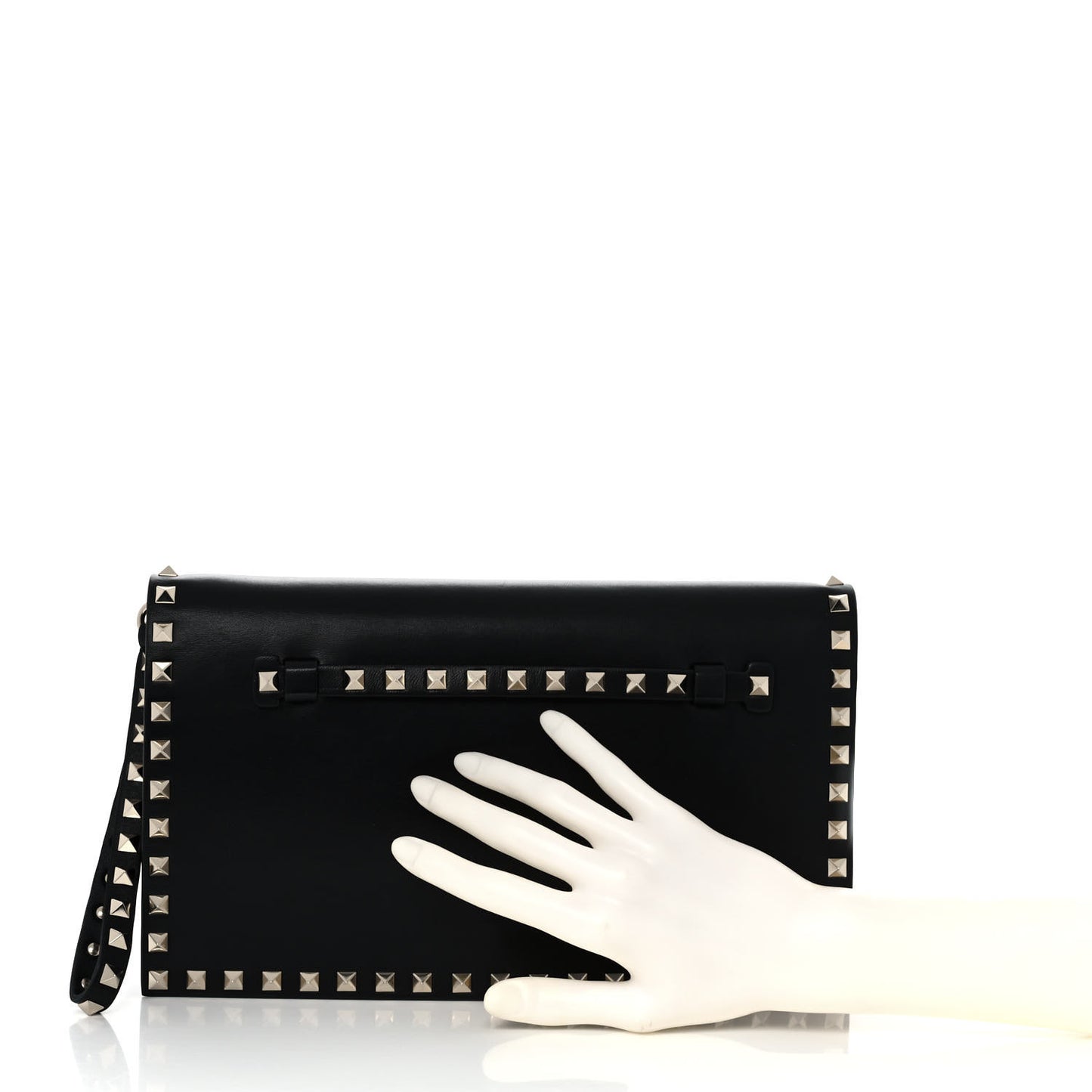 Nappa Rockstud Wristlet Clutch Black