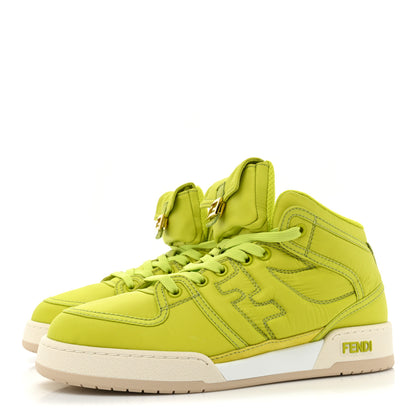 Fendi Nylon Match High Top Sneakers 39 Neon Green 3 of 10