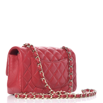 Chanel Lambskin Quilted Mini Rectangular Flap Red 3 of 11