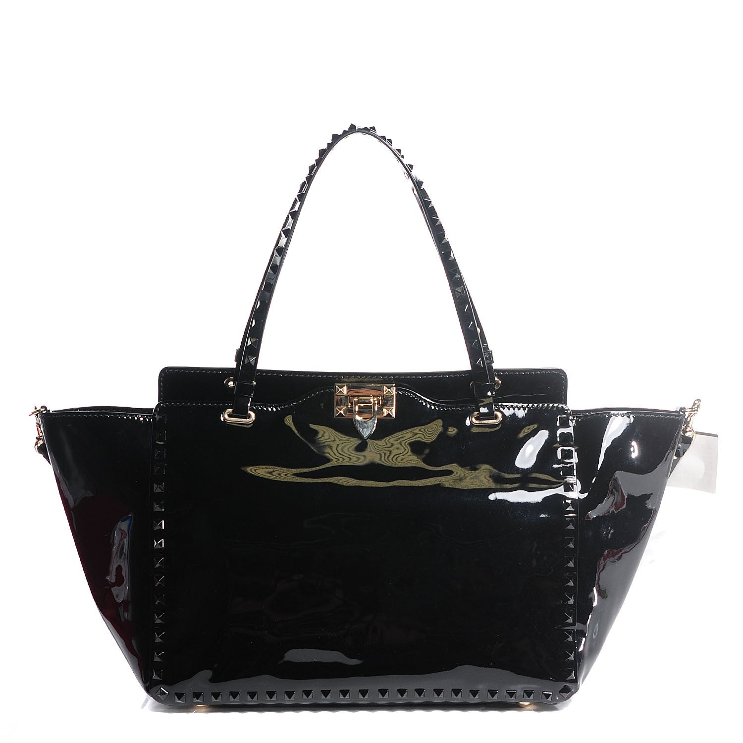 Valentino Garavani Patent Medium Rockstud Tote Black 1 of 7