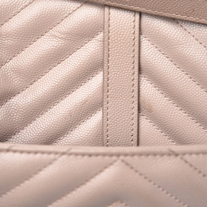 Saint Laurent Grain De Poudre Matelasse Chevron Large Monogram Satchel Rose Antic 20 of 20