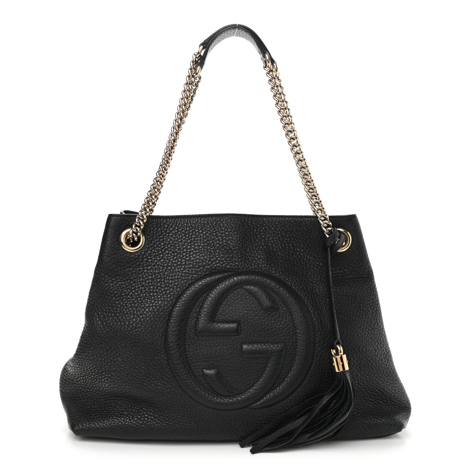 Gucci Pebbled Calfskin Medium Soho Chain Shoulder Bag Black 1 of 10