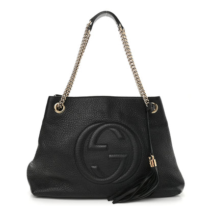 Gucci Pebbled Calfskin Medium Soho Chain Shoulder Bag Black 1 of 10