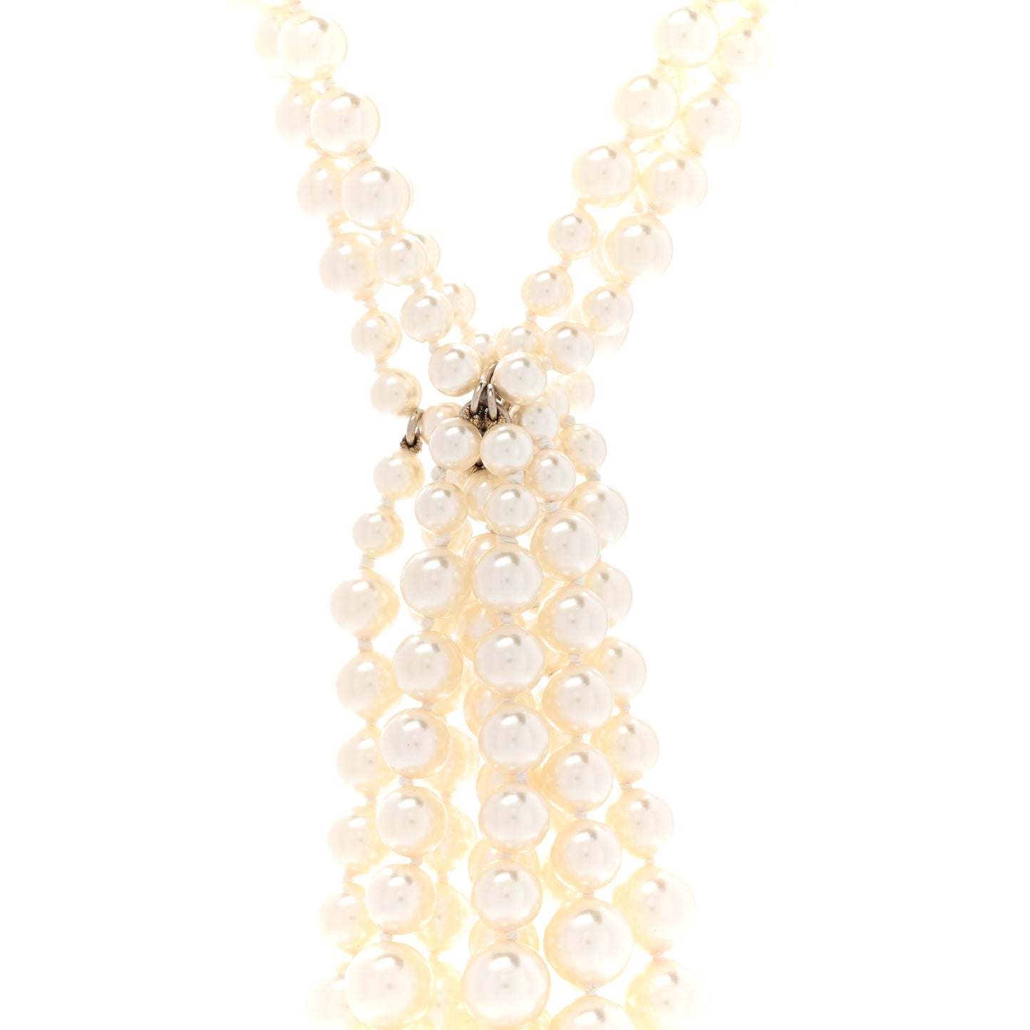 Crystal Graduated Pearl Multi Strand CC Necklace Gold