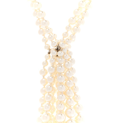 Chanel Crystal Graduated Pearl Multi Strand CC Necklace Gold 4 of 6