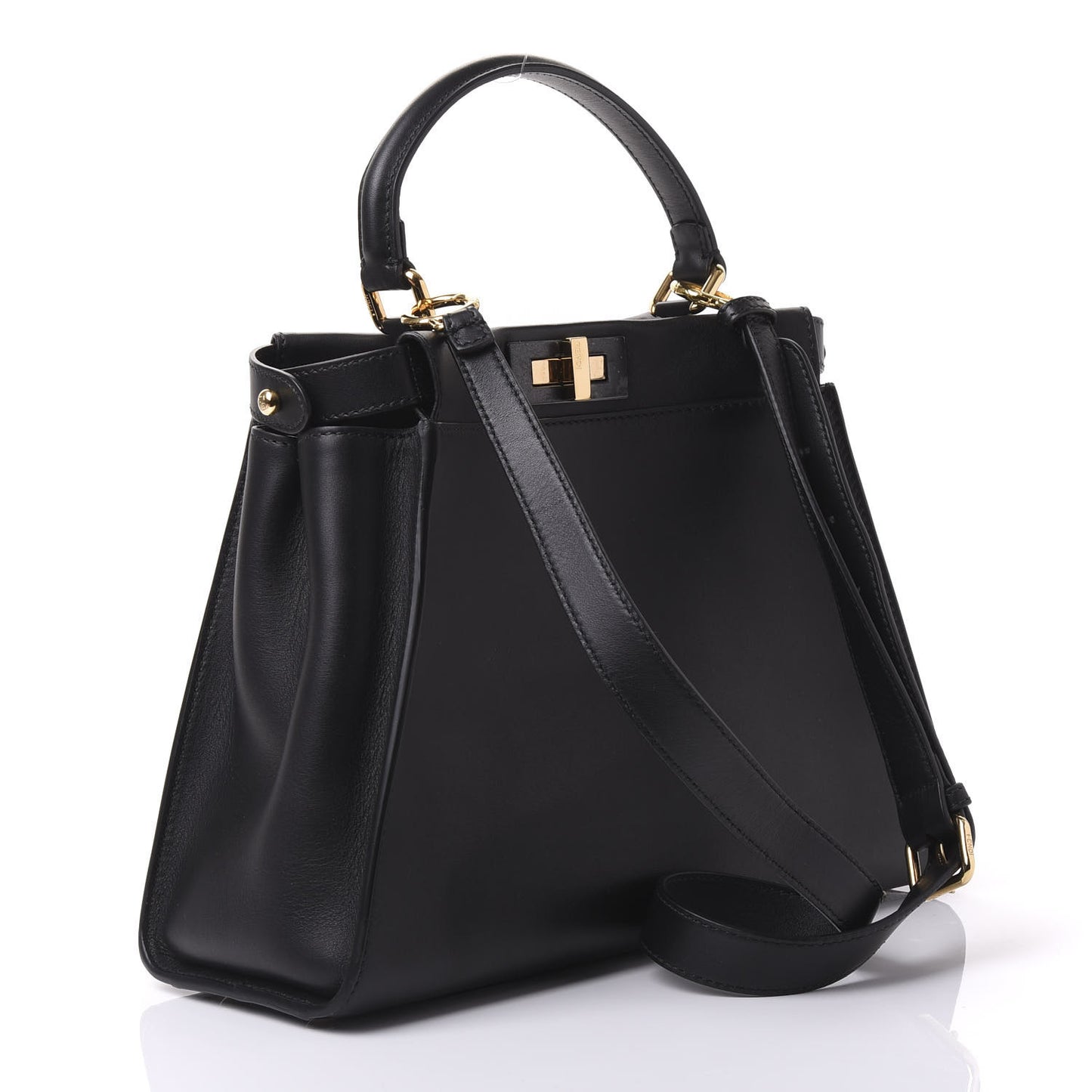 Vitello Seta Shiny Nappa Medium Peekaboo Iconic Satchel Black