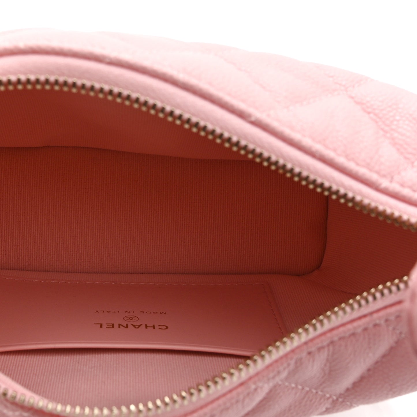 Caviar Quilted Hobo Clutch With Chain Pink