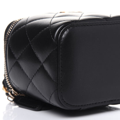 Chanel Lambskin Quilted Top Handle Mini Vanity Case With Chain Black 8 of 11