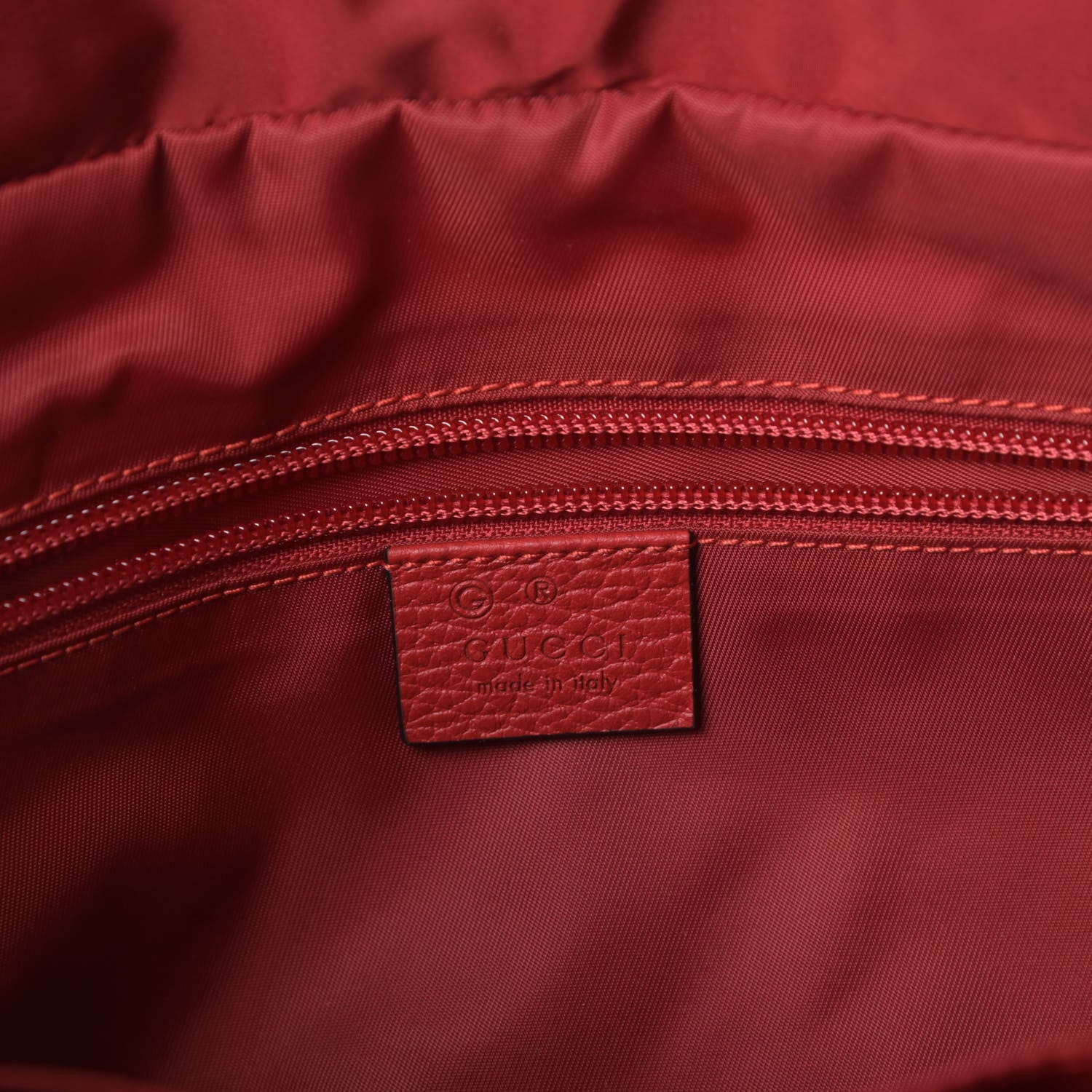 Gucci Nylon Monogram Dollar Calfskin Tote Vibrant Red 6 of 9