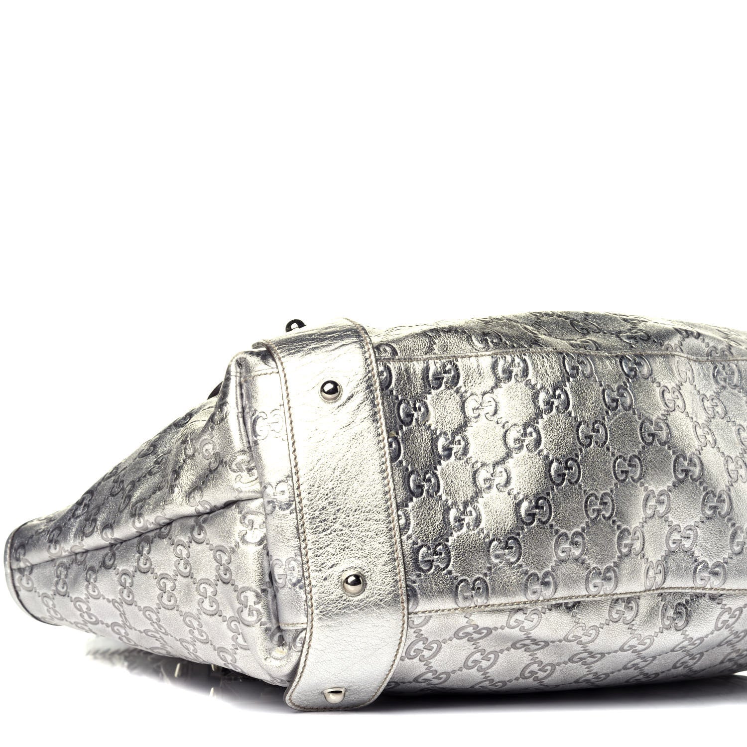 Gucci Metallic Guccissima Medium Pelham Shoulder Bag Silver 8 of 9