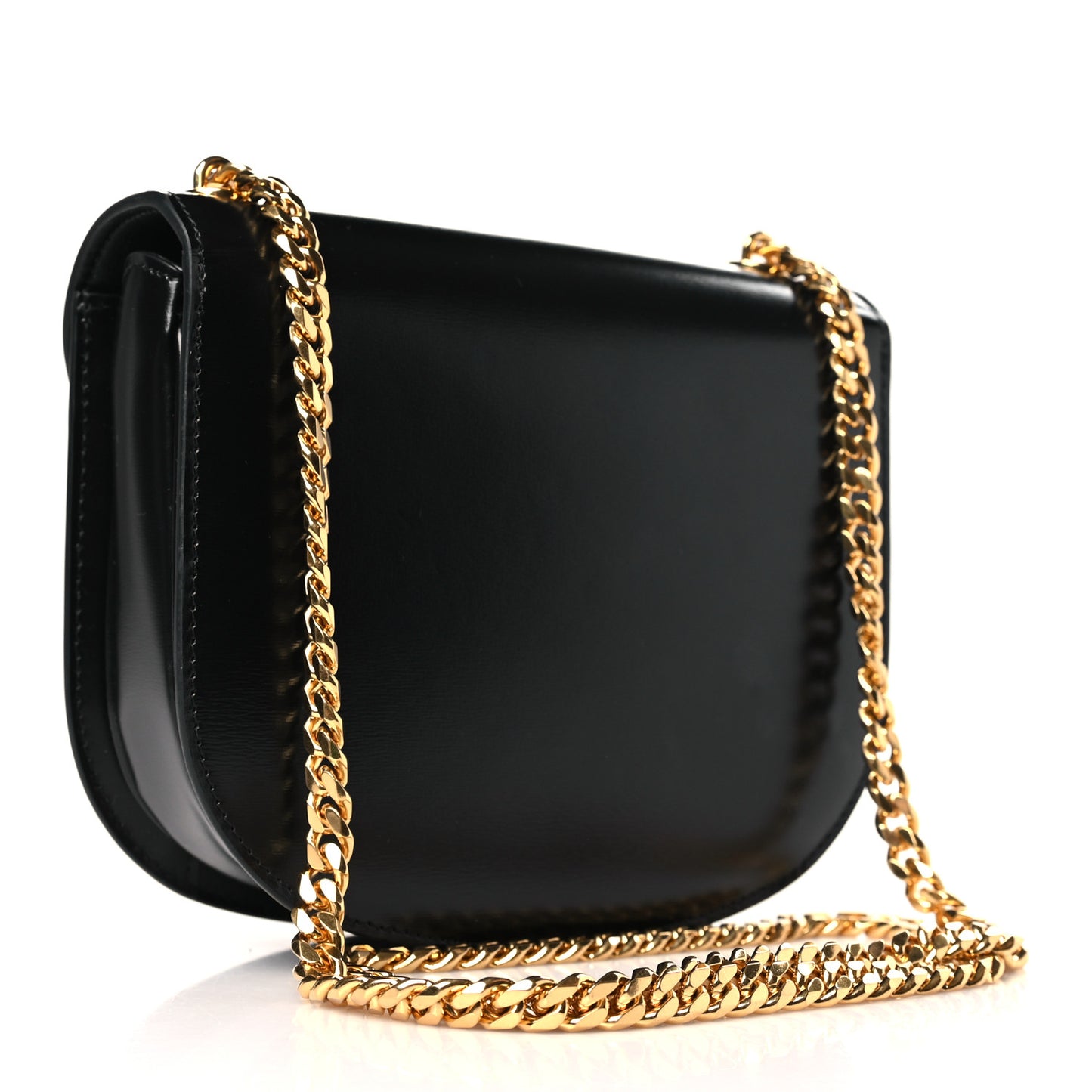 Shiny Calfskin Besace Clea Chain Triomphe Black