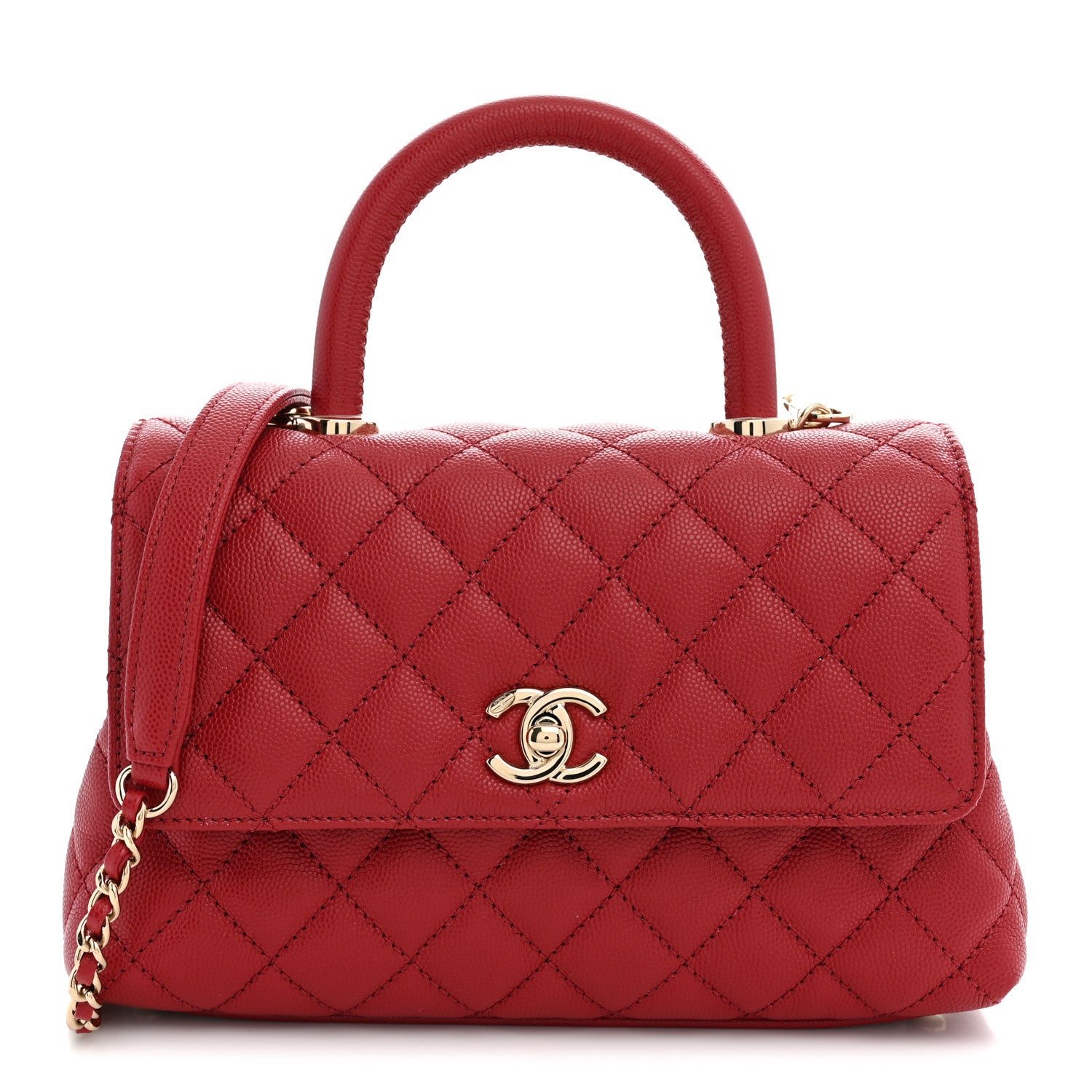 Chanel Caviar Quilted Mini Coco Handle Flap Red 1 of 10