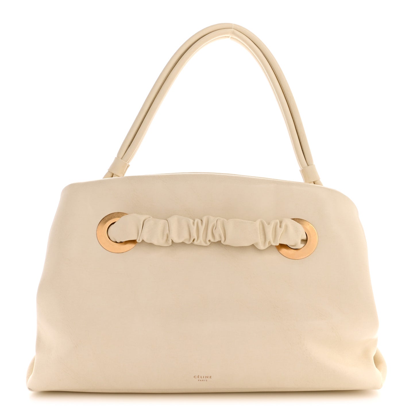Smooth Calfskin Eyelet Small Top Handle Bag White