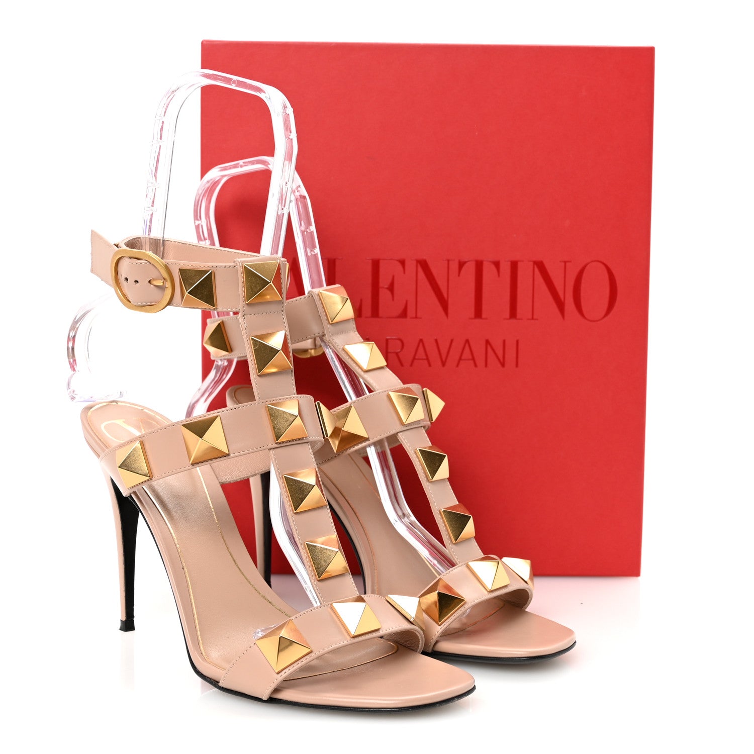 Valentino Garavani Calfskin Roman Stud Ankle Strap 100mm Sandals 40 Rose Cannelle 10 of 10