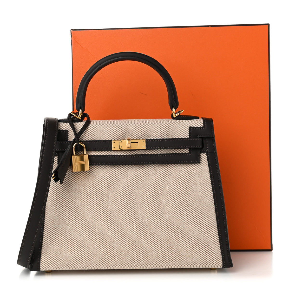 Hermes Toile H Swift Kelly Sellier 25 Ecru Bai Brun 10 of 10