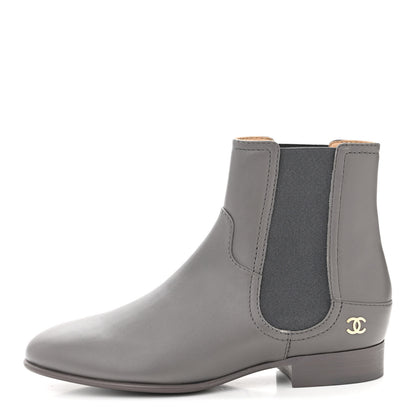 Chanel Calfskin Elastic Short Boots 36.5 Grey 1 of 10