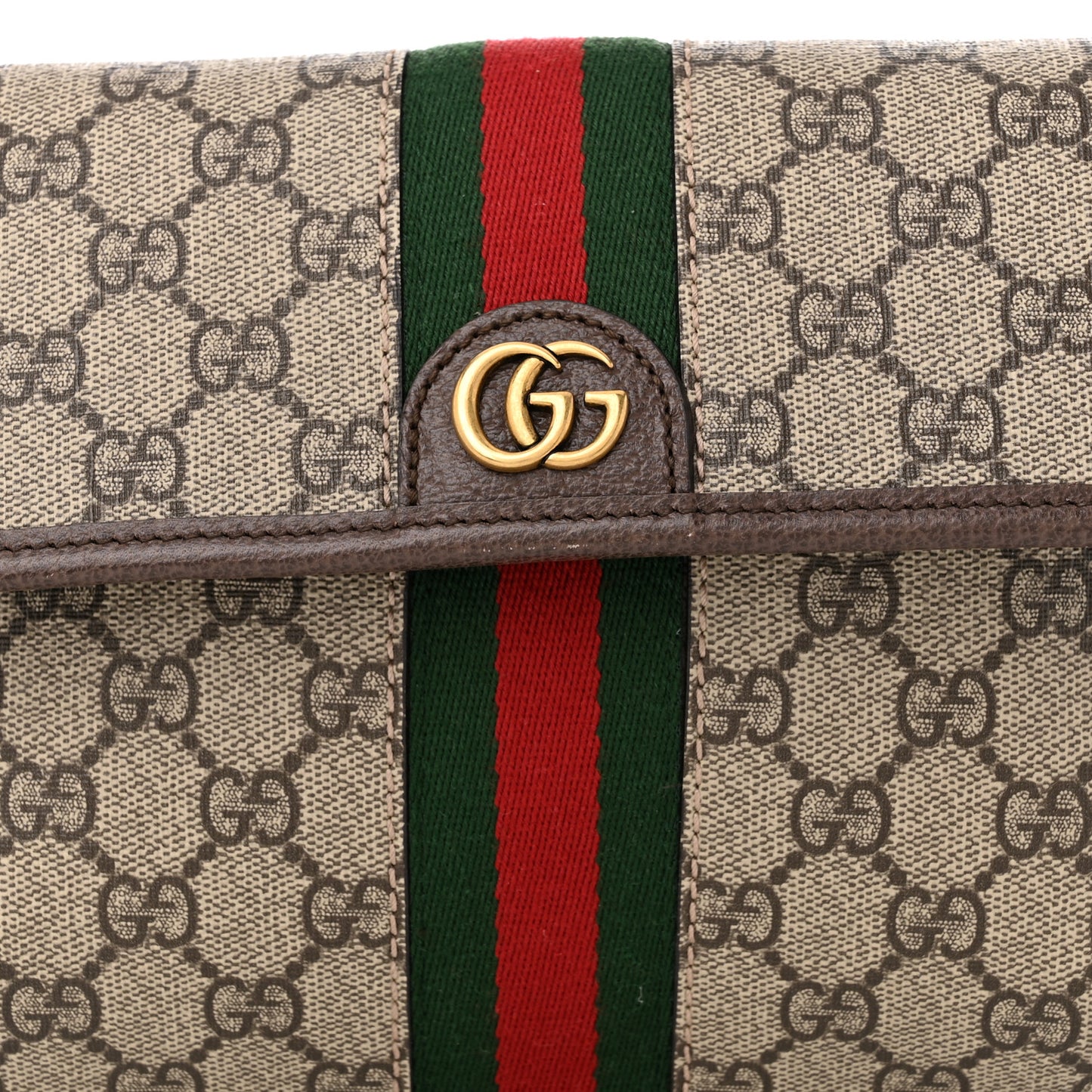 GG Supreme Monogram Web Small Ophidia Belt Bag Brown