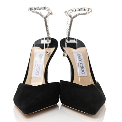 Jimmy Choo Suede Crystal Saeda 100 Pumps 37 Black 2 of 8