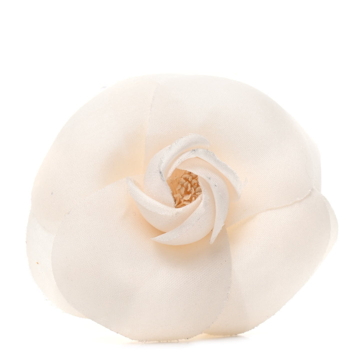 Silk Taffeta Camellia Brooch Pin White