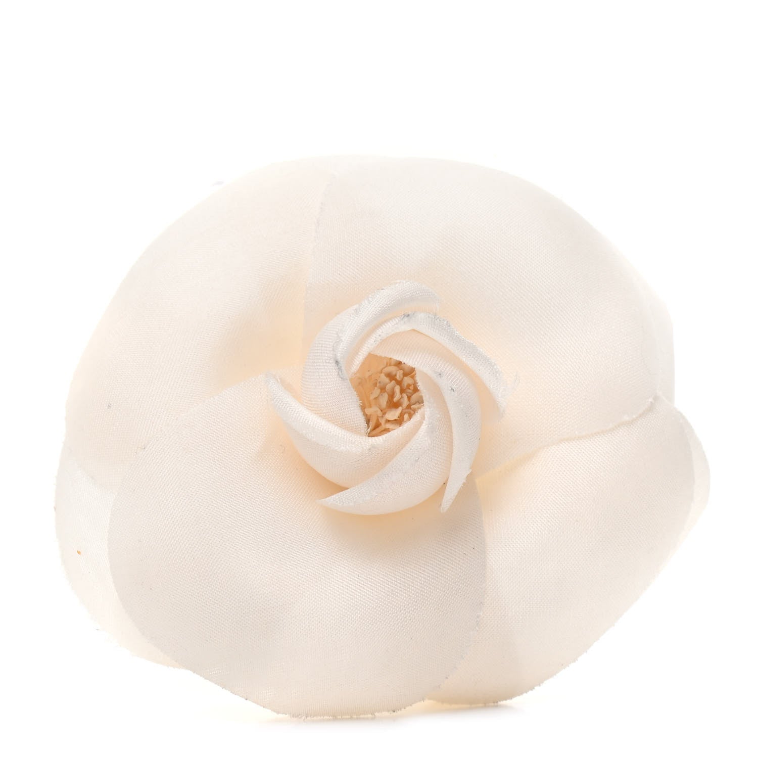Chanel Silk Taffeta Camellia Brooch Pin White 1 of 5