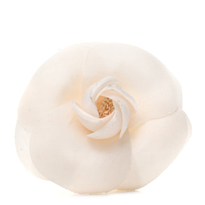 Chanel Silk Taffeta Camellia Brooch Pin White 1 of 5