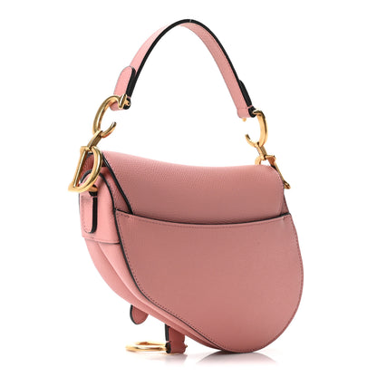 Christian Dior Grained Calfskin Mini Saddle Bag Pink 3 of 10