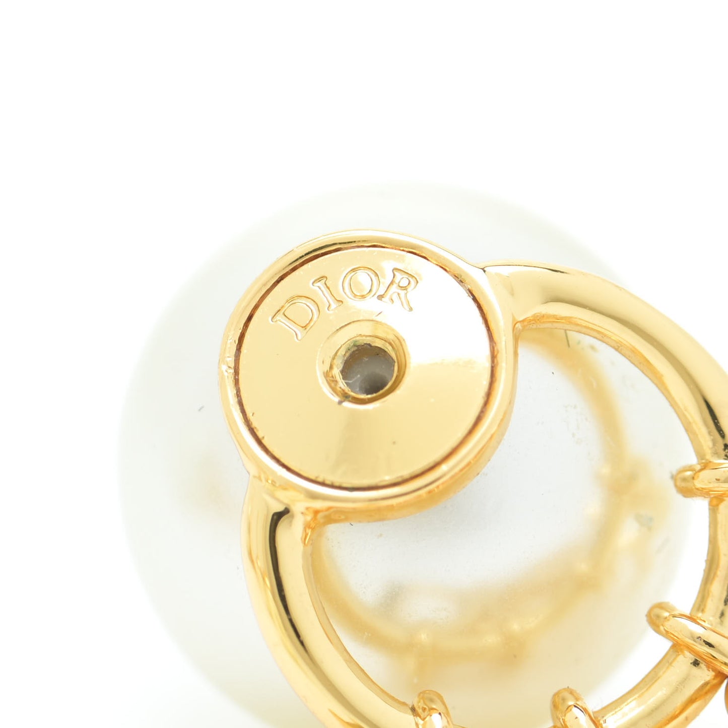 Pearl Crystal Tribal Logo Charms Earrings Gold