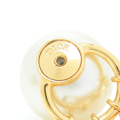 Christian Dior Pearl Crystal Tribal Logo Charms Earrings Gold 4 of 7