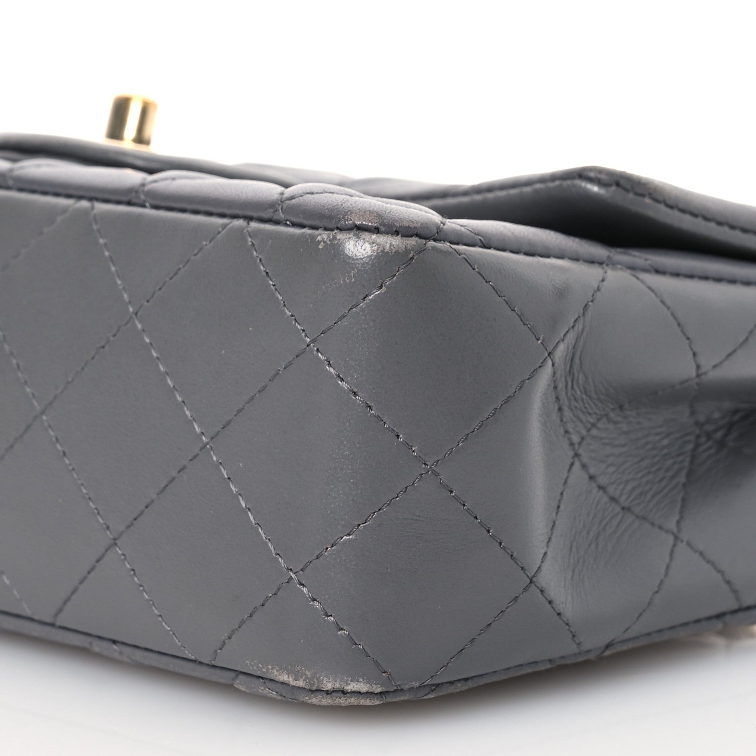 Chanel Lambskin Quilted Mini Rectangular Flap Dark Grey 12 of 20