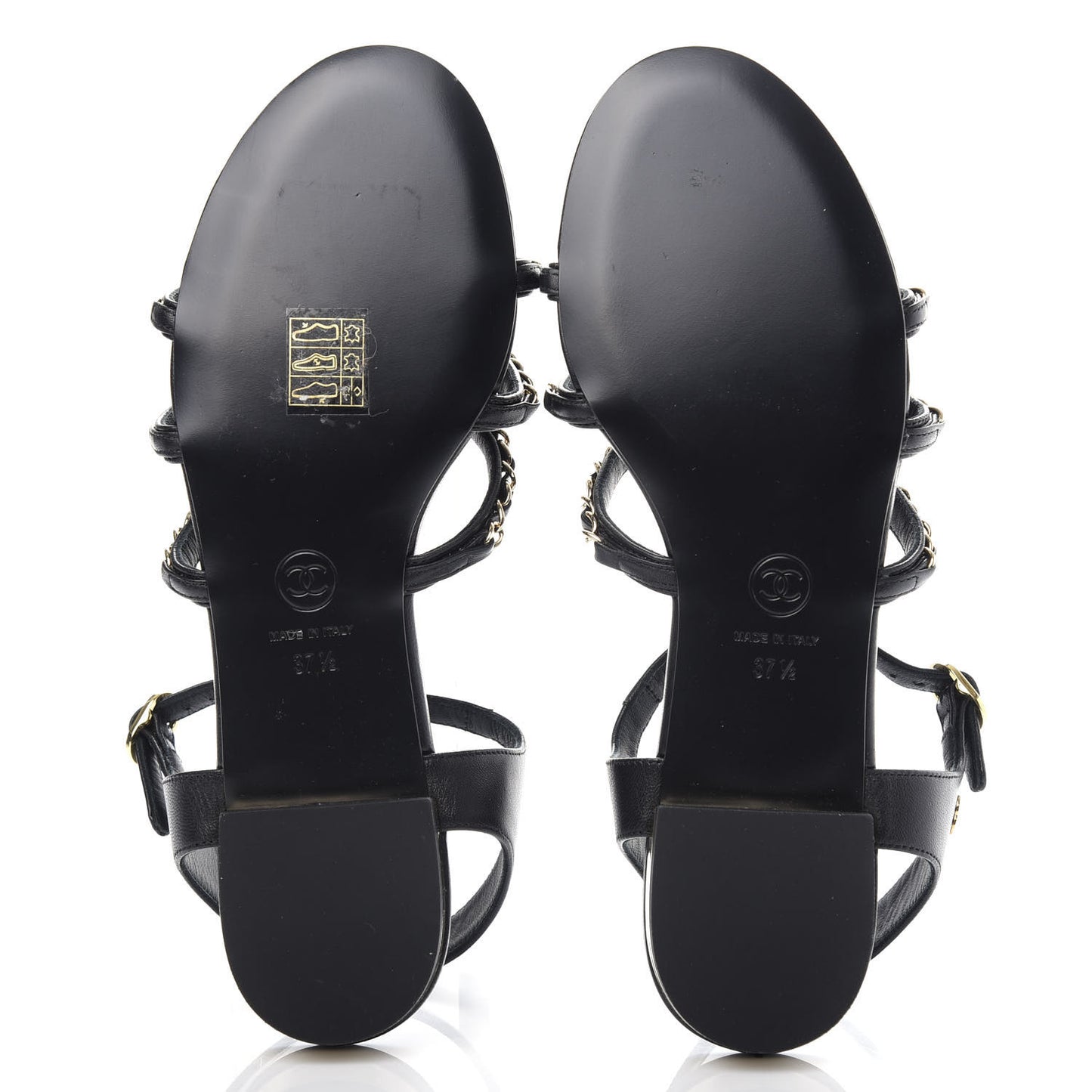 Lambskin CC Chain Sandals 37.5 Black
