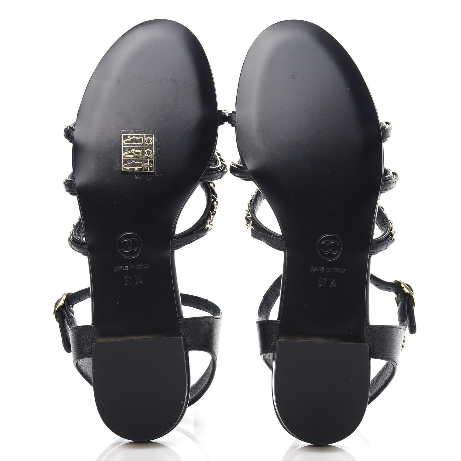 Chanel Lambskin CC Chain Sandals 37.5 Black 6 of 11