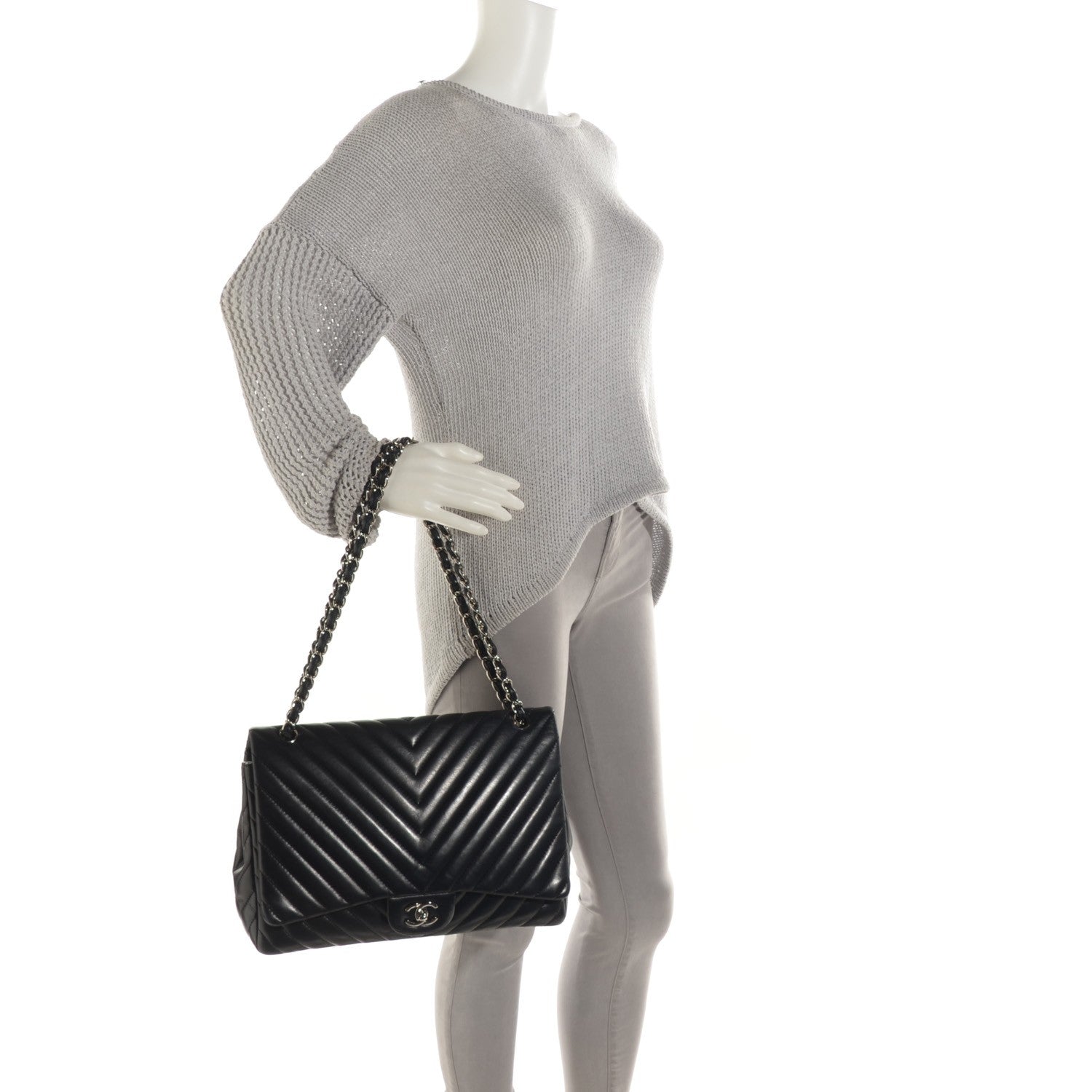 Chanel Lambskin Chevron Quilted Maxi Flap Black 2 of 8