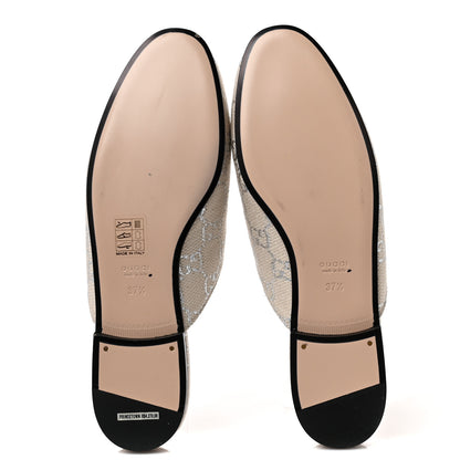 Gucci Canvas Lame GG Monogram Womens Princetown Slippers 37.5 Gardenia Silver 5 of 9