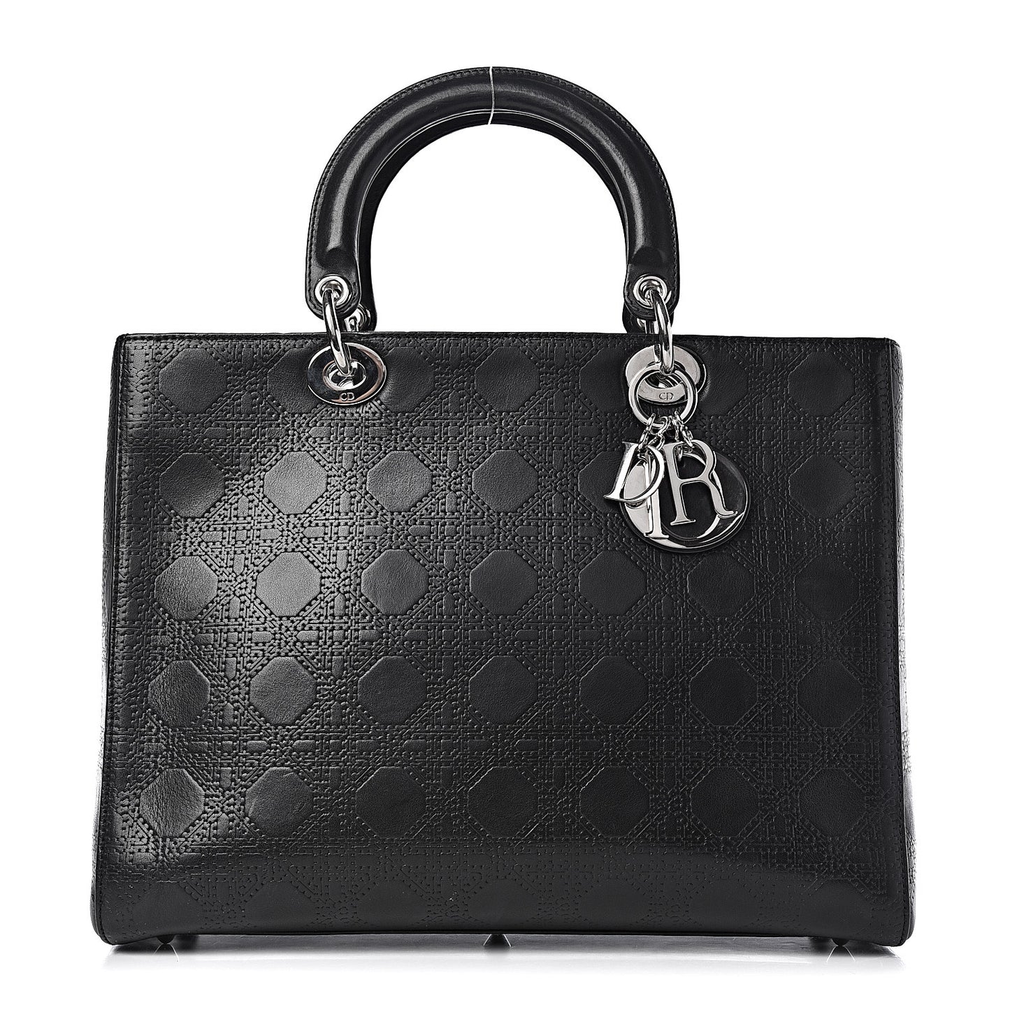 Lambskin Embossed Cannage Large Lady Dior Black