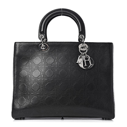 Christian Dior Lambskin Embossed Cannage Large Lady Dior Black 1 of 15